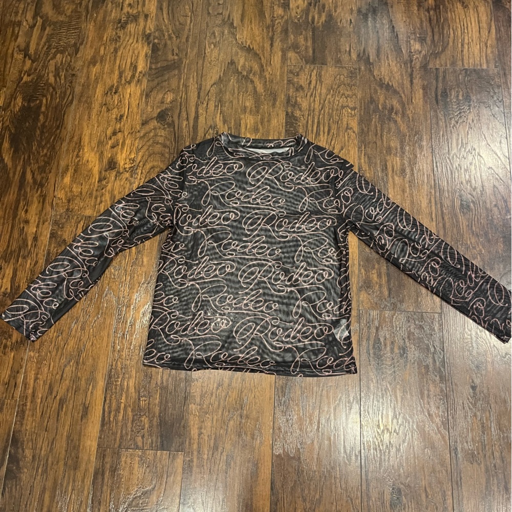 SHEIN Black and Pink “Rodeo” Long Sleeve Blouse